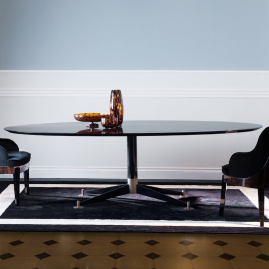 Designer Macassar Veneer Oval Dining Table