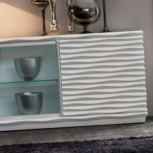 Modern Italian Designer Rippled Display Sideboard Modern Italian Designer Rippled Display Sideboard