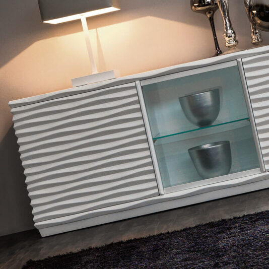 Modern Italian Designer Rippled Display Sideboard Modern Italian Designer Rippled Display Sideboard