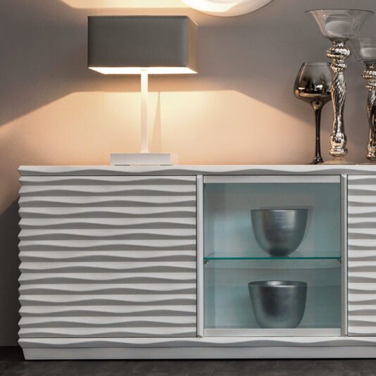 Modern Italian Designer Rippled Display Sideboard Modern Italian Designer Rippled Display Sideboard