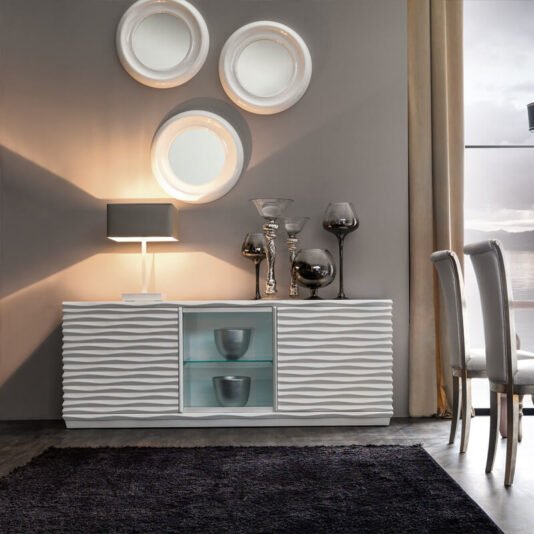 Modern Italian Designer Rippled Display Sideboard Modern Italian Designer Rippled Display Sideboard
