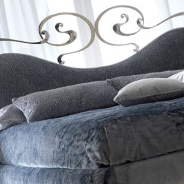 Designer Upholstered Silver Swirls Bed