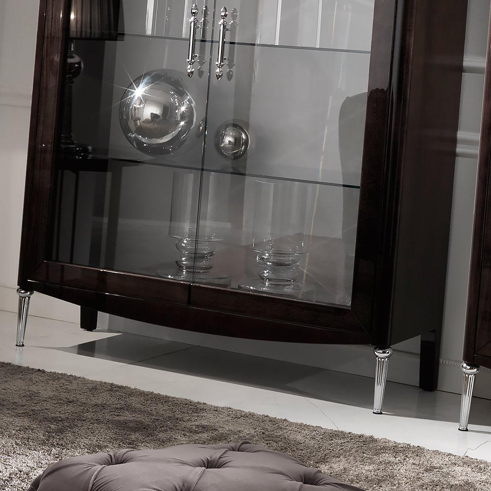 Large Luxury Walnut Veneer Italian Display Cabinet