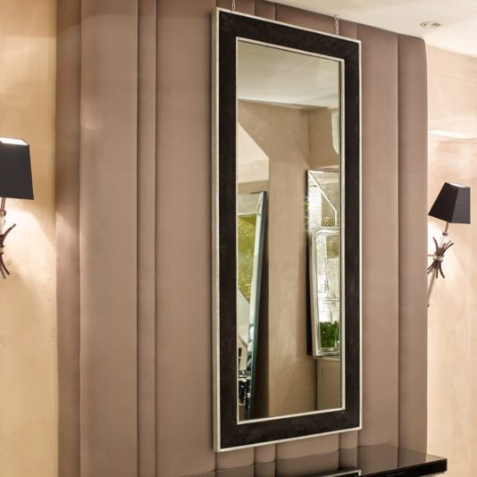 Elegant Contemporary Nubuck Black Mirror
