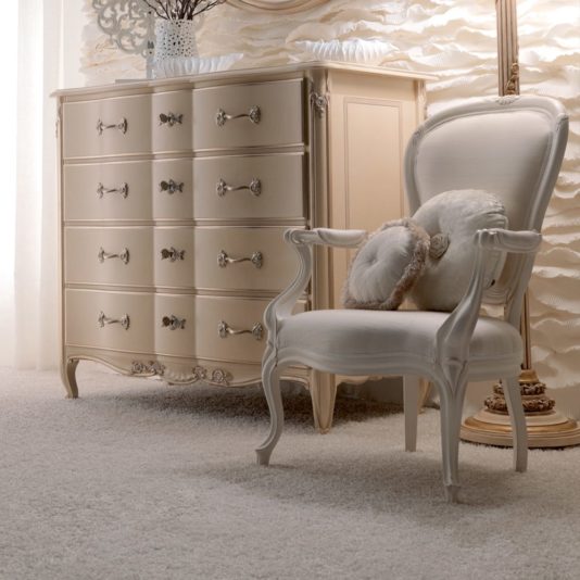 Elegant Italian Ivory Designer Armchair