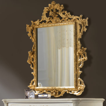Elegant Ivory and Gold Leaf Chest Of Drawers and Mirror Set Elegant Italian Ivory and Gold Leaf Chest Of Drawers and Mirror Set