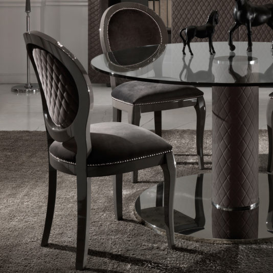 Elegant Velvet Lacquered Dining Chair