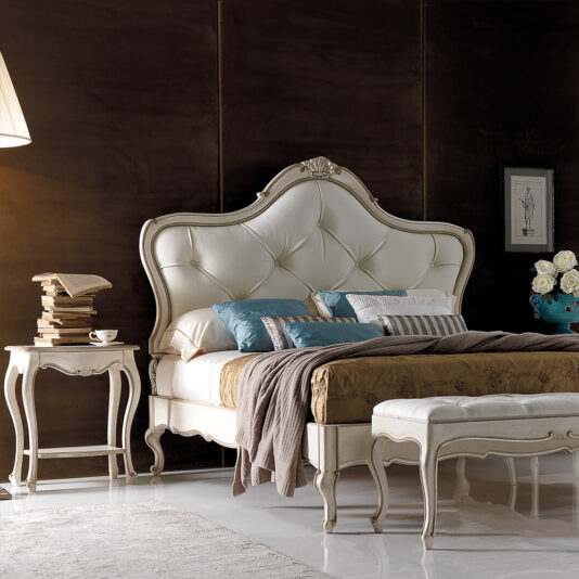 High End Italian Small Bedside Table Embellished Italian Leather Button Upholstered Bed