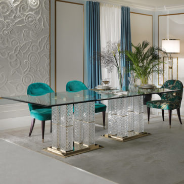 Exclusive High End Italian Cut Glass Dining Table And Chairs Set Exclusive High End Italian Cut Glass Dining Table And Chairs Set