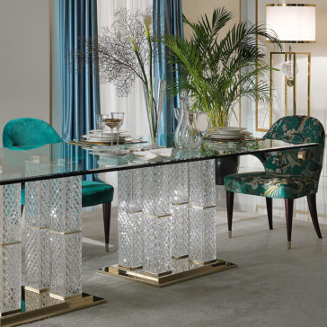 Exclusive High End Italian Cut Glass Dining Table And Chairs Set Exclusive High End Italian Cut Glass Dining Table And Chairs Set