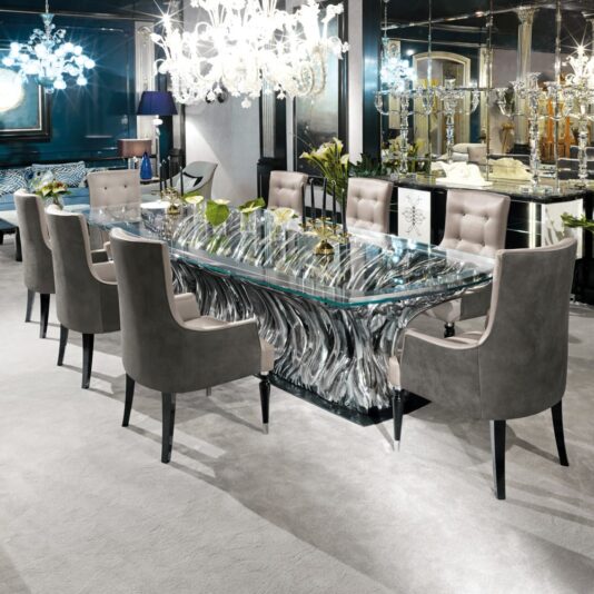 Exclusive High End Italian Statement Designer Glass Dining Set Exclusive High End Italian Statement Designer Glass Dining Set