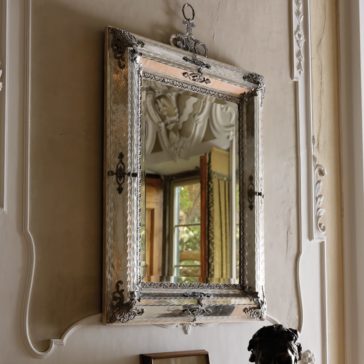 Exclusive Italian Antiqued Silver Plate Mirror Exclusive Italian Antiqued Silver Plate Mirror