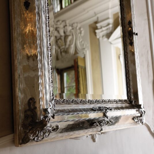 Exclusive Italian Antiqued Silver Plate Mirror