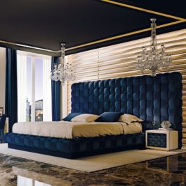 Exclusive Italian Bed With Large Luxury Hand Woven Headboard