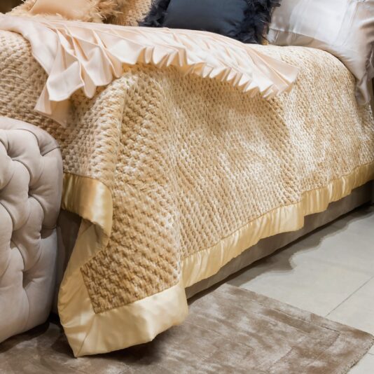 Exclusive Italian Button Upholstered Bed With Feature Headboard Exclusive Italian Button Upholstered Bed With Feature Headboard