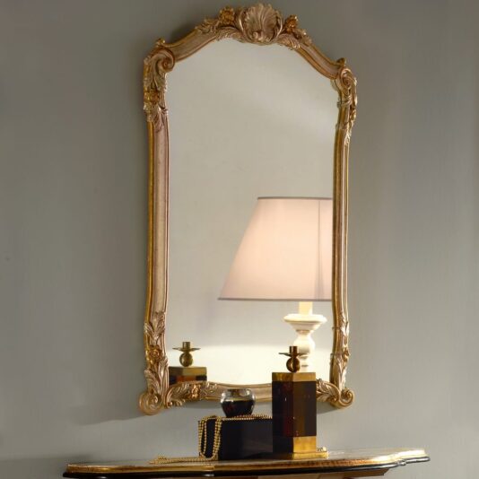 Exclusive Italian Demi Lune Marble Effect Ornate Console Table And Mirror