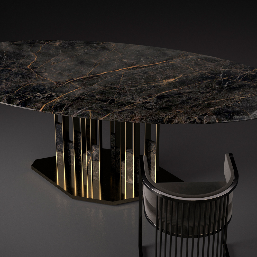 Exclusive Italian High End Oval Marble Dining Table
