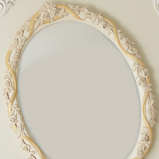 Exclusive Italian Ivory and Gold Oval Wall Mirror