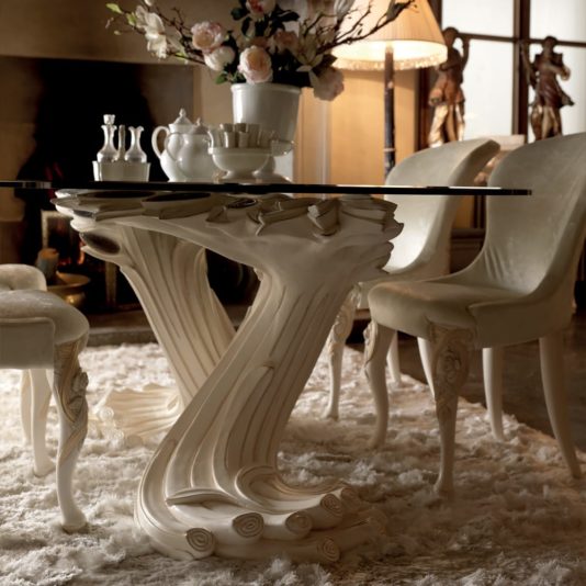 Exclusive Italian Pedestal Large Glass Dining Table
