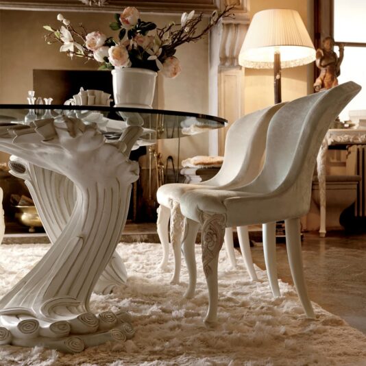 Exclusive Italian Pedestal Large Glass Dining Table Set Exclusive Italian Pedestal Large Glass Dining Table Set