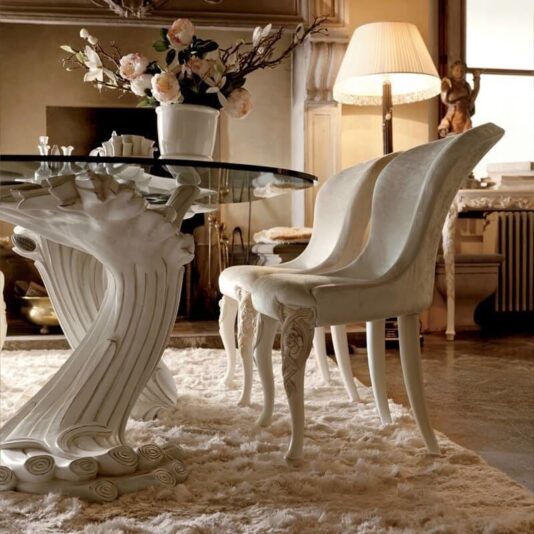 Exclusive Italian Pedestal Large Glass Dining Table Set Exclusive Italian Pedestal Large Glass Dining Table Set