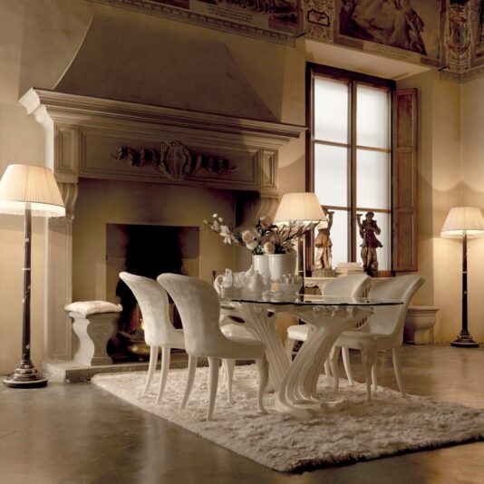Exclusive Italian Pedestal Large Glass Dining Table Set Exclusive Italian Pedestal Large Glass Dining Table Set
