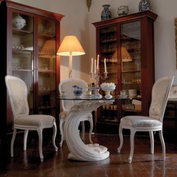 Exclusive Italian Pedestal Round Glass Dining Table Exclusive Italian Pedestal Round Glass Dining Table Set