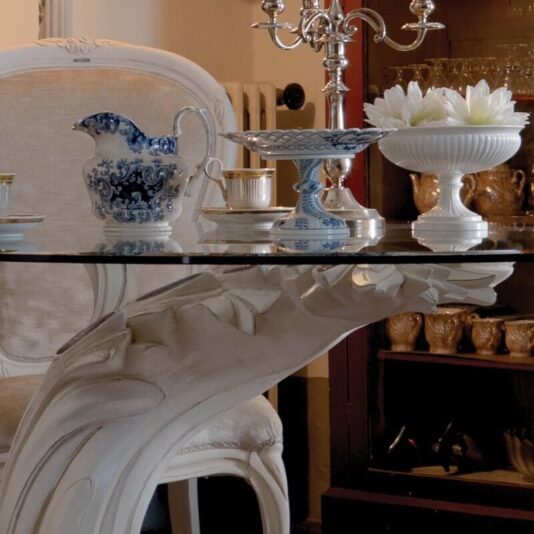 Exclusive Italian Pedestal Round Glass Dining Table Set Exclusive Italian Pedestal Round Glass Dining Table Set