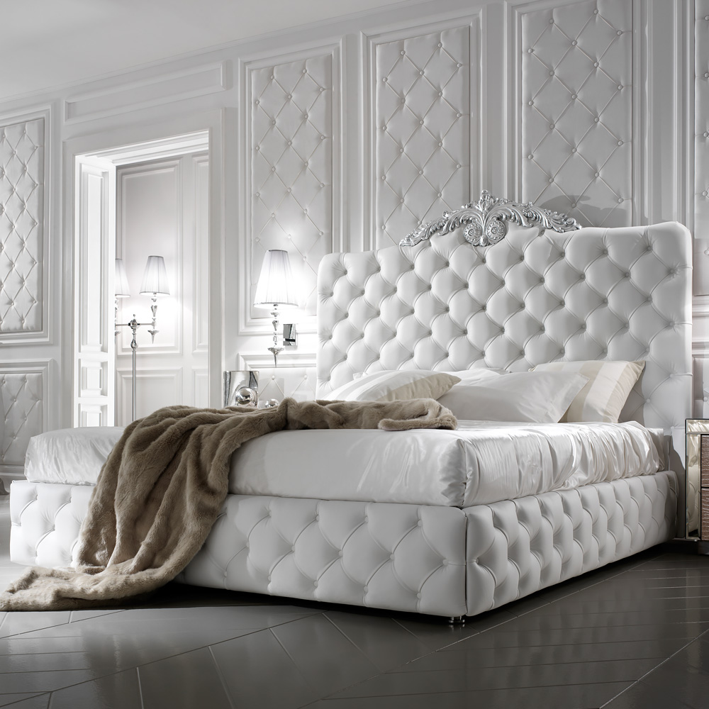 Exclusive Luxury Italian White Leather Bed