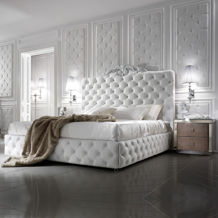 Exclusive Luxury Italian White Leather Bed
