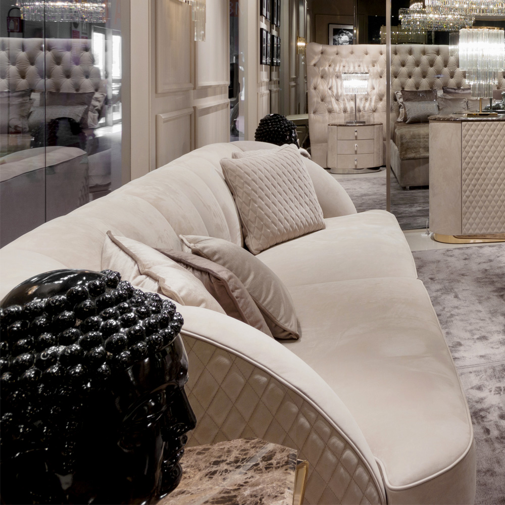 Exclusive Modern Italian Quilted Nubuck Sofa