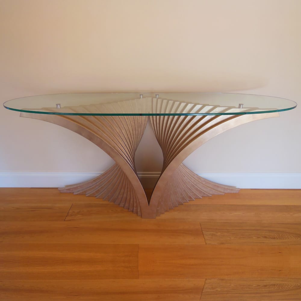 Exclusive Oval Ended Glass Designer Contemporary Console Table