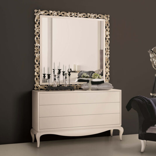 Exclusive Silver Filigree Square Mirror