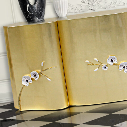 Exclusive Crystal Orchid Gold Leaf Sideboard Exclusive Swarovski Crystal Orchid Gold Leaf Sideboard