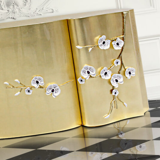 Exclusive Crystal Orchid Gold Leaf Sideboard Exclusive Swarovski Crystal Orchid Gold Leaf Sideboard
