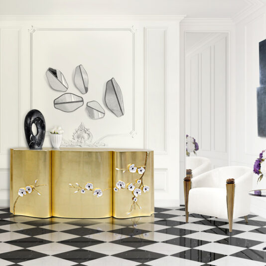 Exclusive Crystal Orchid Gold Leaf Sideboard Exclusive Swarovski Crystal Orchid Gold Leaf Sideboard