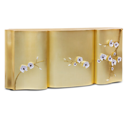 Exclusive Crystal Orchid Gold Leaf Sideboard Exclusive Swarovski Crystal Orchid Gold Leaf Sideboard