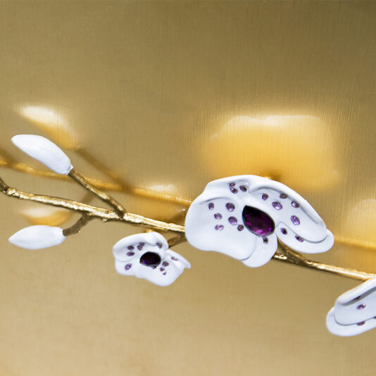 Exclusive Crystal Orchid Gold Leaf Sideboard Exclusive Swarovski Crystal Orchid Gold Leaf Sideboard