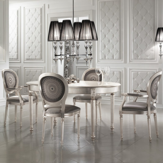 Extendable Louis Champagne Oval Dining Set