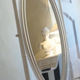 Freestanding Italian Oval Antique White Dressing Mirror