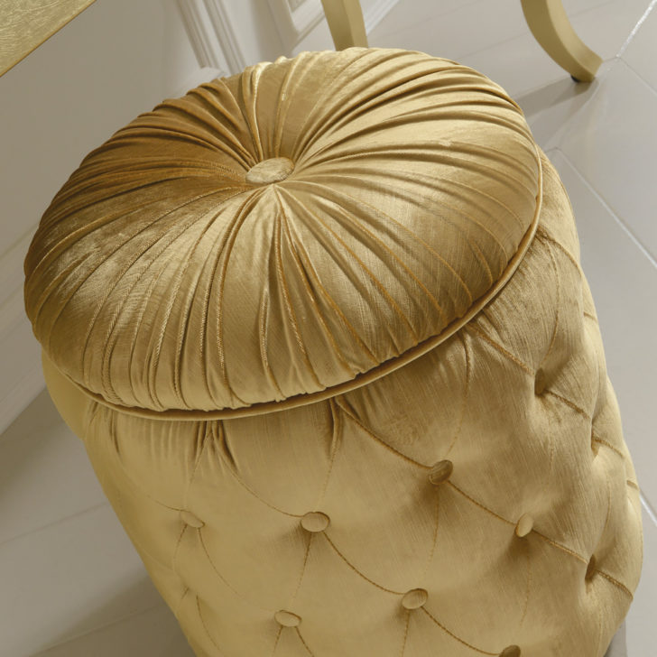 Glamorous Gold Velvet Button Upholstered Pouffe