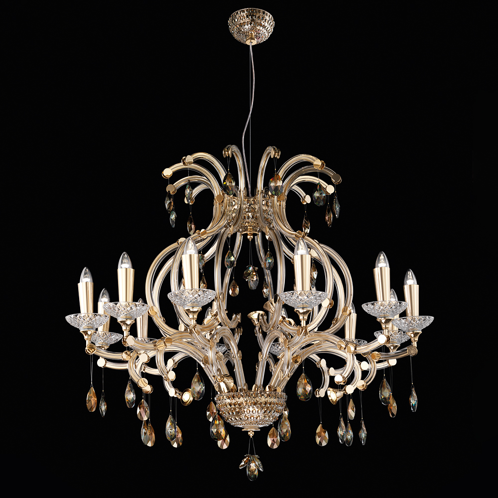 Luxury Gold Plated Crystal 12 Arm Chandelier