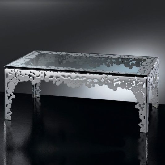 Silver Designer Rectangular Glass Coffee Table