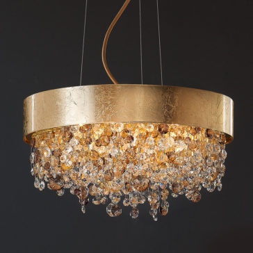 Round Gold Leaf Contemporary Chandelier Round Gold Leaf Contemporary Chandelier