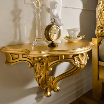 Gold Leaf Rococo Wall Fixing Bedside Table Gold Leaf Rococo Wall Fixing Bedside Table
