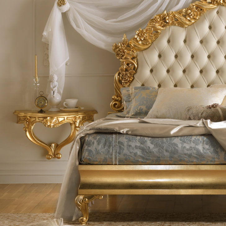 Gold Leaf Rococo Wall Fixing Bedside Table