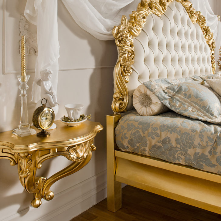 Gold Leaf Rococo Wall Fixing Bedside Table