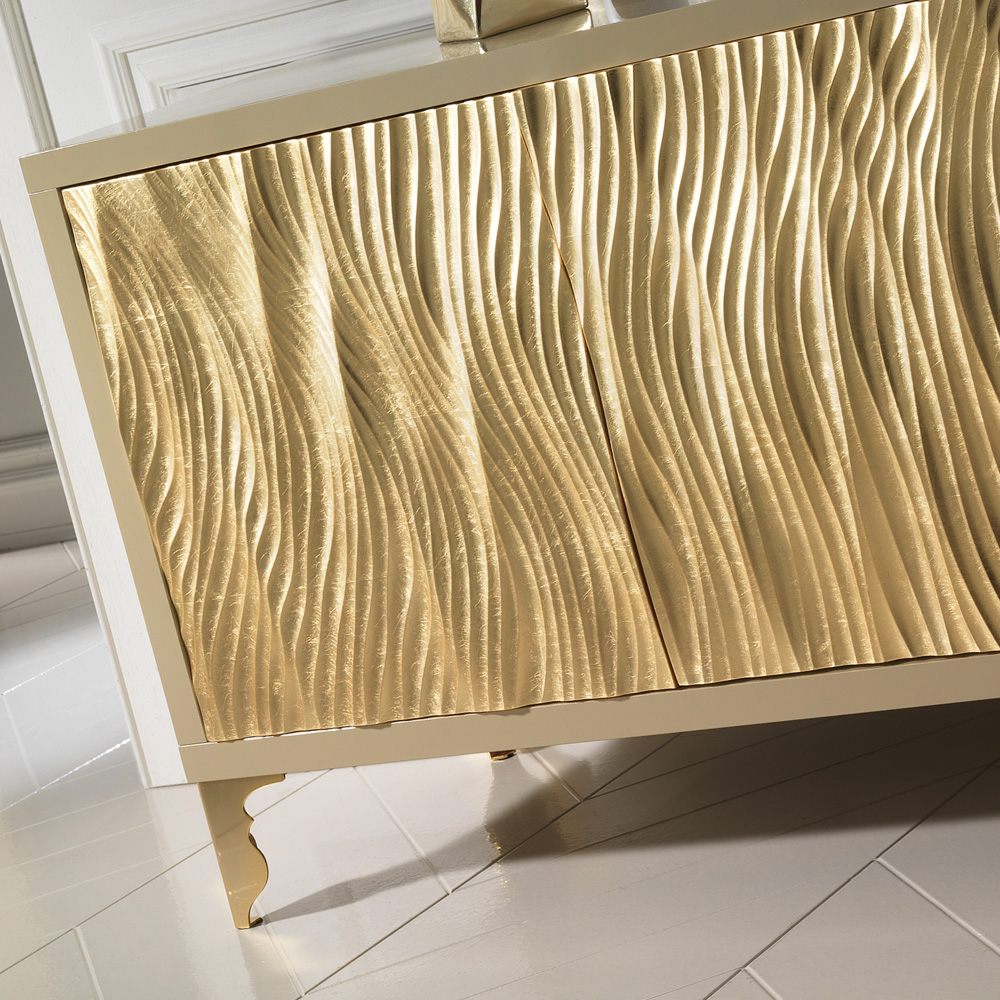 Gold Leaf Wave Fronted Buffet Sideboard