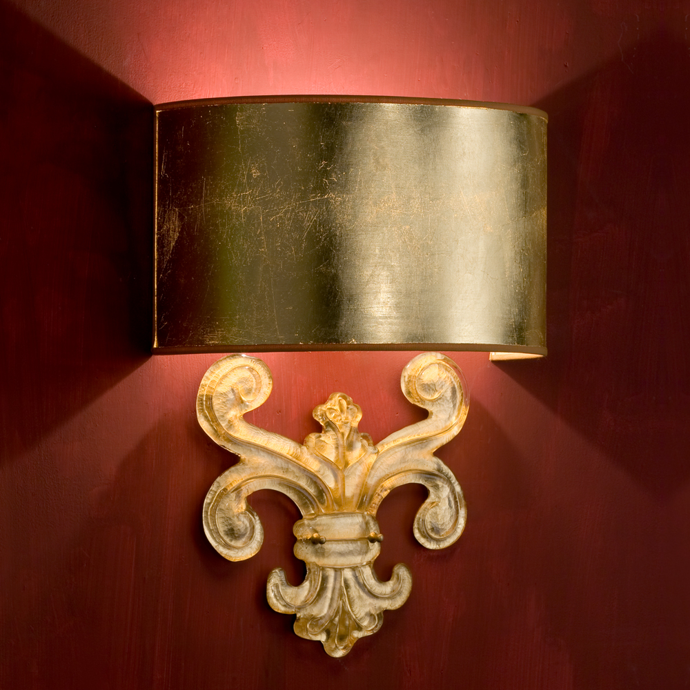 Gold Murano Glass Fleur De Lis Wall Light