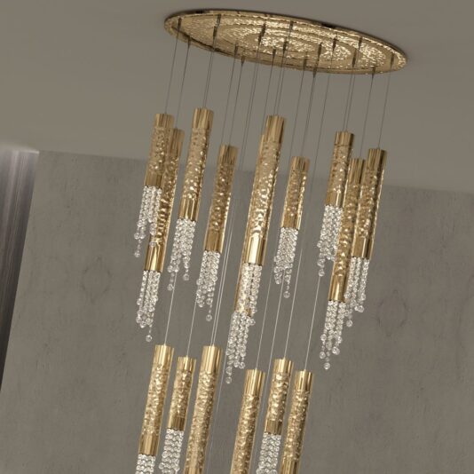 Gold Plated Contemporary Crystal Pendant Chandelier Gold Plated Contemporary Italian Crystal Pendant Chandelier